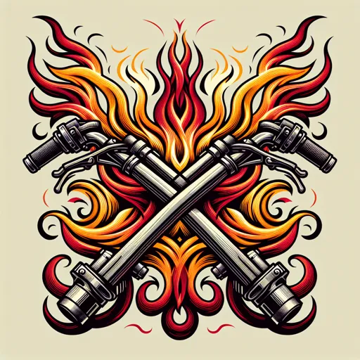 Motorcycle Logo Design Featuring Crossed Handlebars And Flames