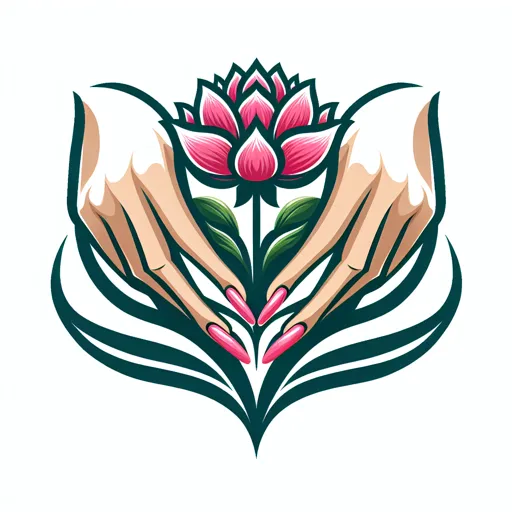 Nail Logo Design With A Set Of Manicured Hands Holding A Flower