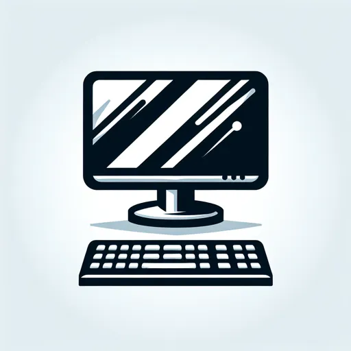 Pc Logo Design With A Sleek Desktop Monitor And Keyboard