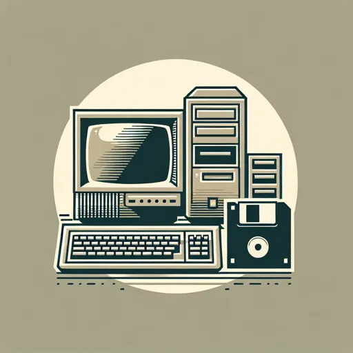 Pc Logo Design With A Vintage Pc And Floppy Disk