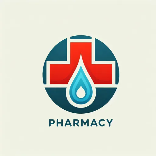 Pharmacy Logo Design With A Cross And Water Droplet