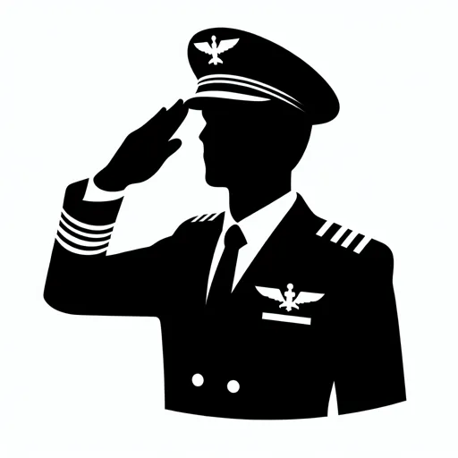 Pilot Logo Design With A Silhouette Of A Pilot Saluting