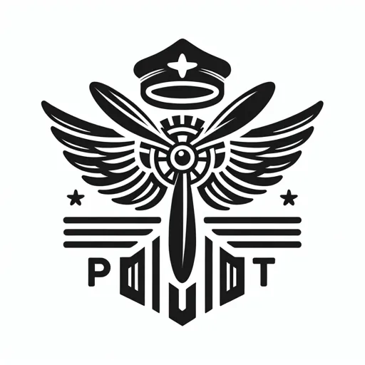 Pilot Logo Design With Crossed Wings And A Propeller