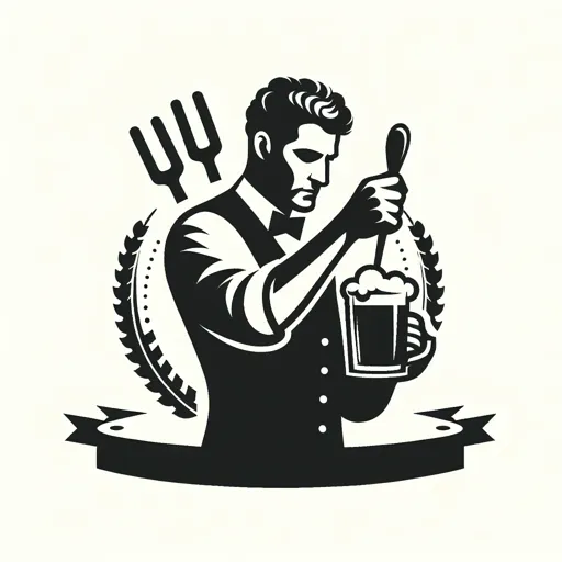 Pub Logo Design With A Silhouette Of A Bartender Pouring A Pint