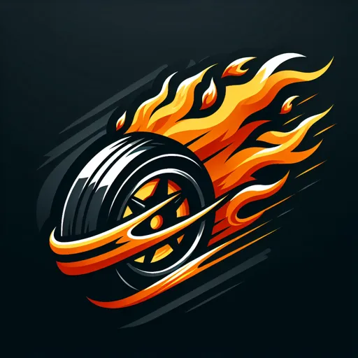 Racing Logo With A Flaming Tire