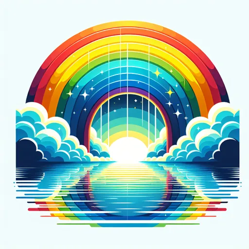 Rainbow Logo Design Featuring A Rainbow Bridge Over Water
