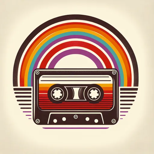 Rainbow Logo Design Featuring A Retro Rainbow And Cassette Tape