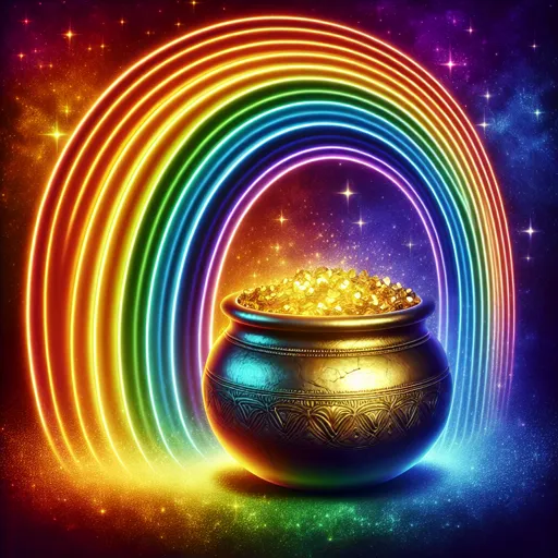 Rainbow Logo Design With A Pot Of Gold At The End Of The Rainbow