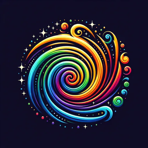 Rainbow Logo Design With A Rainbow Spiral And Sparkles