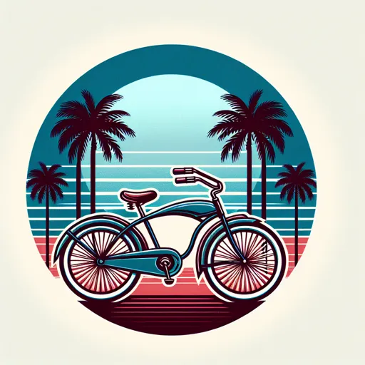 Retro Bike Logo Design With A Beach Cruiser And Palm Trees