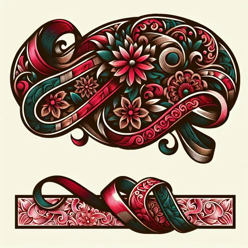 Ribbon Logo Design With A Ribbon Intertwined With A Floral Pattern