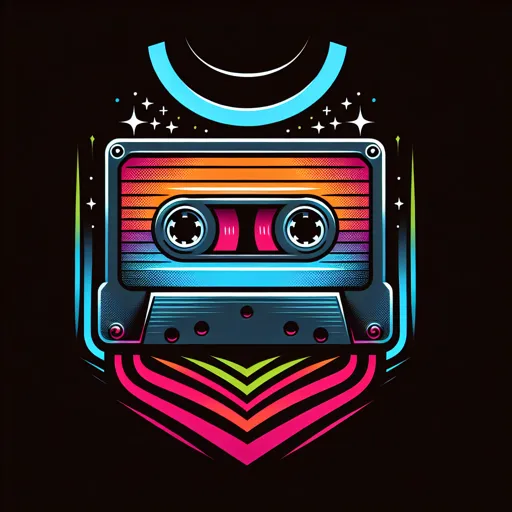 Shirt Logo Design With A Retro Cassette Tape And Neon Colors
