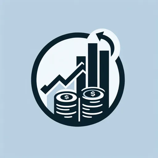 Stock Market Logo Design Featuring A Bar Chart And Coin Stack