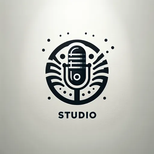 Studio Logo Design With A Microphone And Sound Waves