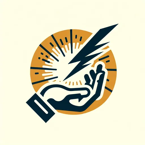 Symbol Logo Design With A Hand Holding A Lightning Bolt