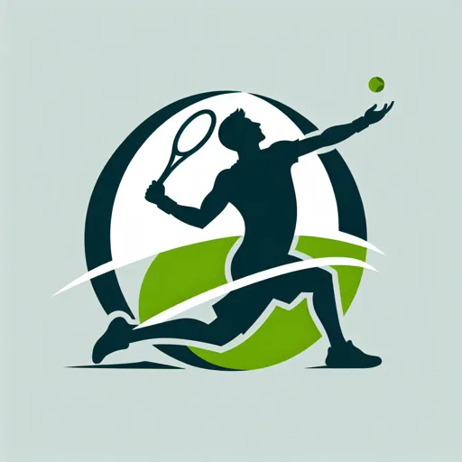 Tennis Logo Design With A Player In Mid-Serve Motion