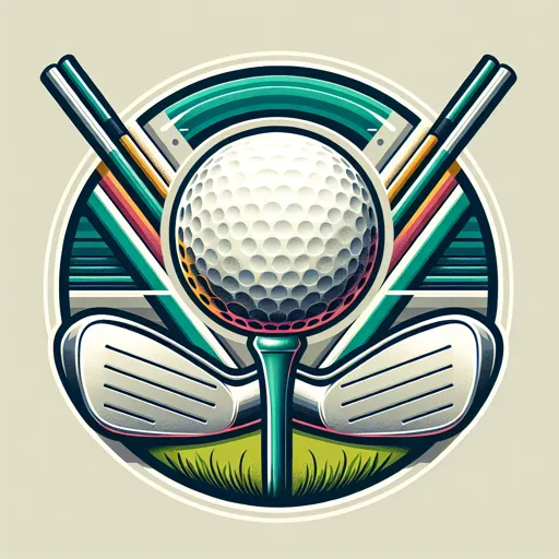 Tournament Logo Design With A Golf Ball On A Tee And Clubs
