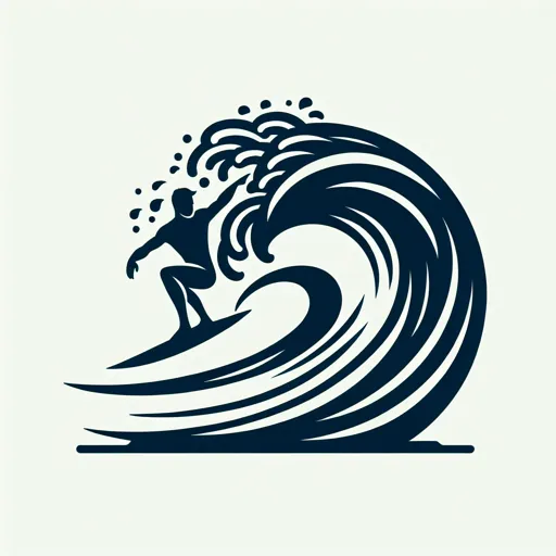 Water Logo Design With A Surfer Riding A Giant Wave